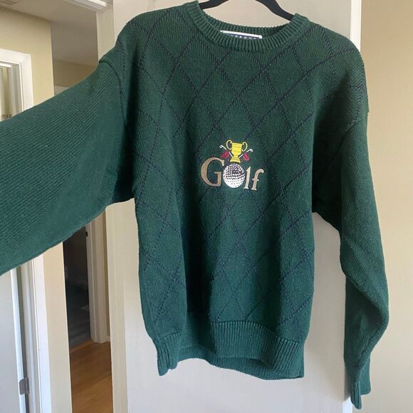 Vintage Harbour Classics Embroidered Cottagecore Hunter Green Sweater Golf Med - Picture 4 of 12